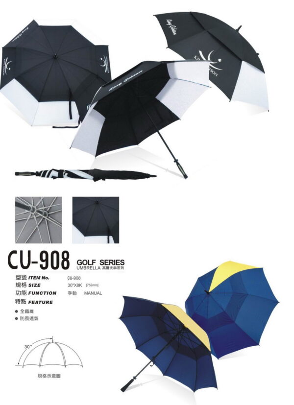 double layer fiberglass vented golf umbrella