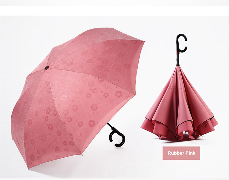 C handle inverted double layer canopy vented standing water color changing magic umbrella