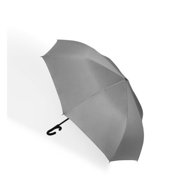 C handle inverted double layer canopy vented standing hands free reverse solid grey umbrella