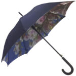 Double layers tulip flower paper print heat transfer all black wood stick umbrella