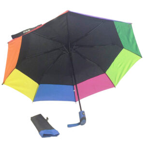 Semi-auto three fold windproof rainbow umbrella
