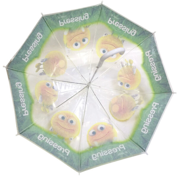 Automatic transparent PVC acrylic cartoon paper print umbrellas windproof environmental protecting EVA paper print parasol