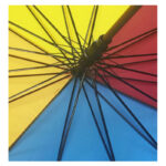 16 ribs auto wooden solid rainbow horn ring stick umbrella