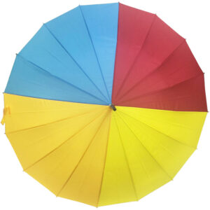 16 ribs auto wooden solid rainbow horn ring stick umbrella