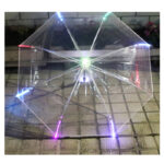Automatic transparent PVC acrylic LED POE umbrellas 7 colour lighting windproof environmental protecting EVA battery parasol