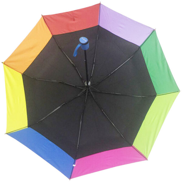 Semi-auto three fold windproof rainbow umbrella