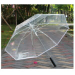 Automatic transparent PVC acrylic LED POE umbrellas 7 colour lighting windproof environmental protecting EVA battery parasol