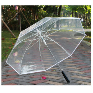 Automatic transparent PVC acrylic LED POE umbrellas 7 colour lighting windproof environmental protecting EVA battery parasol