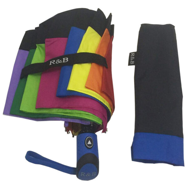 Semi-auto three fold windproof rainbow umbrella