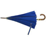16 ribs auto wooden solid navy blue color horn ring stick fully beige piping umbrella