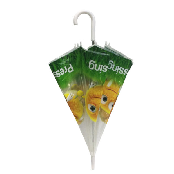 Automatic transparent PVC acrylic cartoon paper print umbrellas windproof environmental protecting EVA paper print parasol