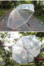 Automatic transparent PVC acrylic LED POE umbrellas 7 colour lighting windproof environmental protecting EVA battery parasol