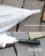 Automatic transparent PVC acrylic LED POE umbrellas 7 colour lighting windproof environmental protecting EVA battery parasol