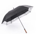 135cm dia. auto double layer border linking newspaper wood engraved logo advertising square golf umbrella