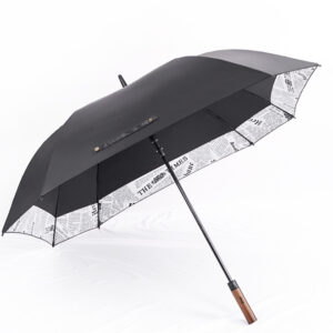 135cm dia. auto double layer border linking newspaper wood engraved logo advertising square golf umbrella