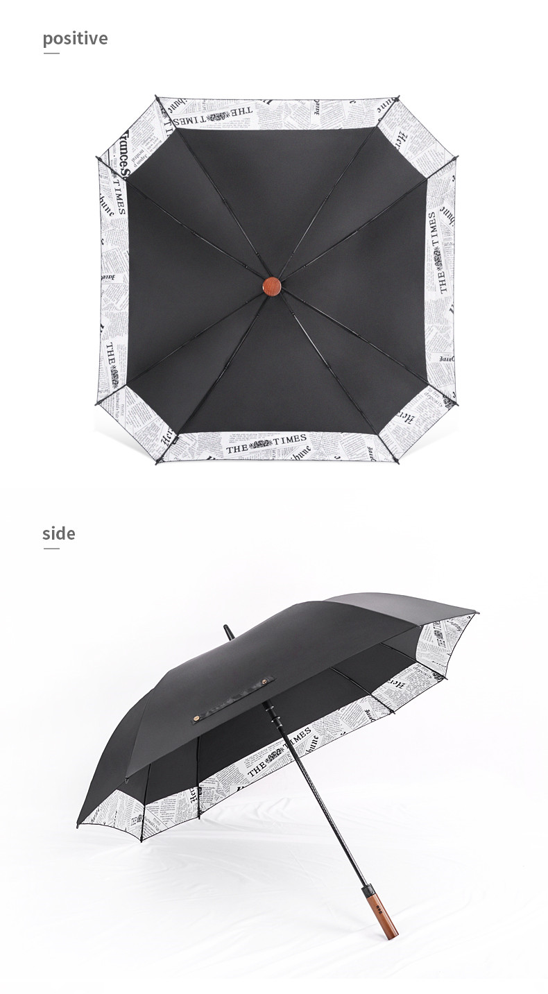 135cm dia. auto double layer border linking newspaper wood engraved logo advertising square golf umbrella