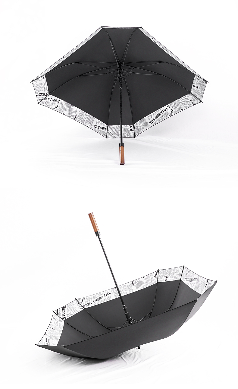 135cm dia. auto double layer border linking newspaper wood engraved logo advertising square golf umbrella
