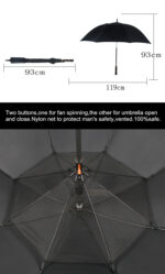 Hand open 10 angles solar USB charging electric anti-thunder fiberglass portable power bank windproof alloy fan umbrella