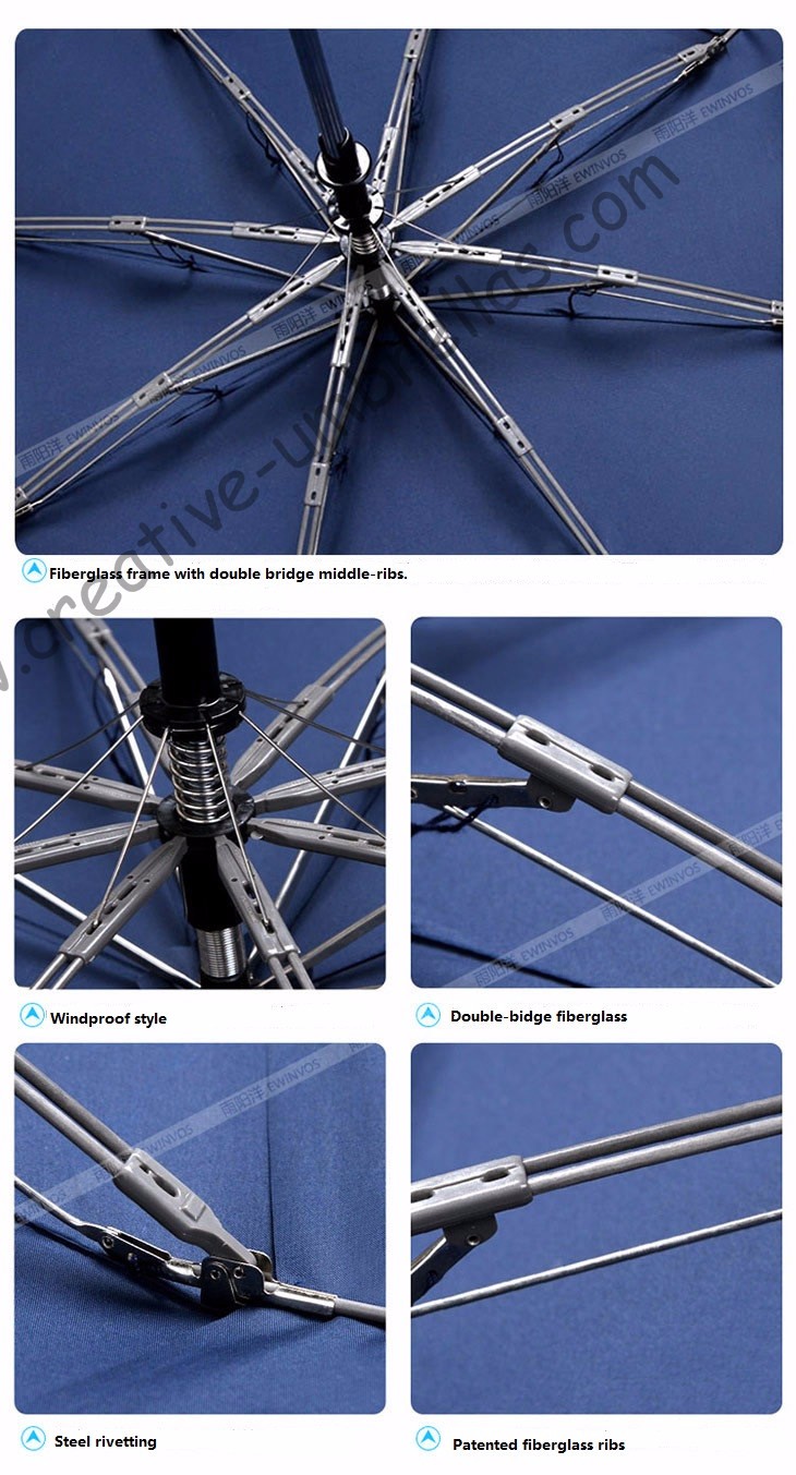 112cm visible double layer two fold auto open golf umbrella hex-angles 70T steel double bridge carbon fiberglass vented parasol