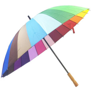 24 ribs auto metal solid color rainbow stick umbrella