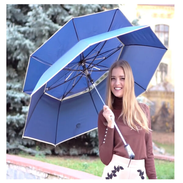 112cm visible double layer two fold auto open golf umbrella hex-angles 70T steel double bridge carbon fiberglass vented parasol