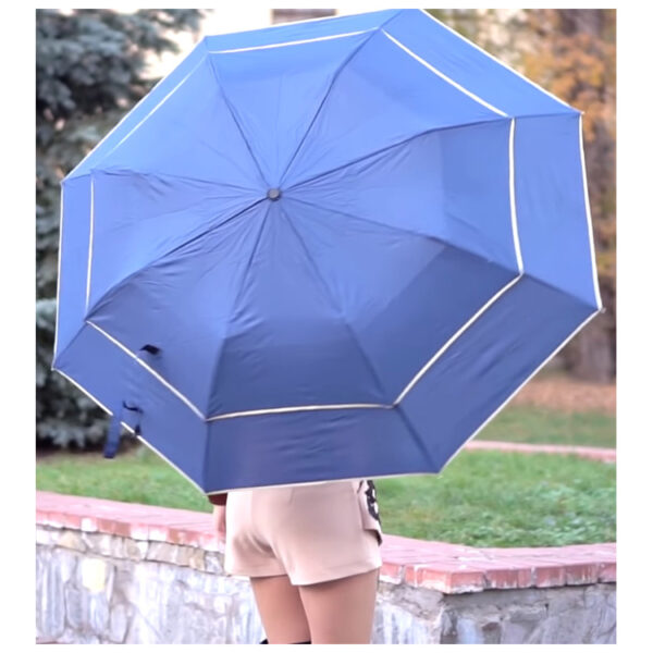 112cm visible double layer two fold auto open golf umbrella hex-angles 70T steel double bridge carbon fiberglass vented parasol