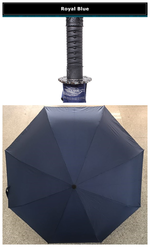 105cm dia. Steel Samurai sword katana umbrella Wolverine three fold auto open auto close windproof knives spike dragon parasol