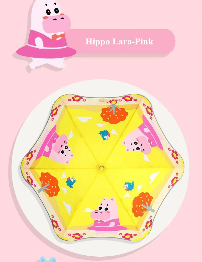 Baby animal cartoon plum blossom round rose umbrella anti-thunder windproof safe&environmental protecting children neon parasol