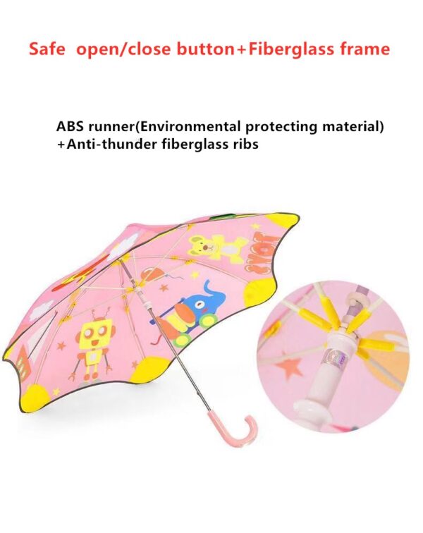 Baby animal cartoon plum blossom round rose umbrella anti-thunder windproof safe&environmental protecting children neon parasol