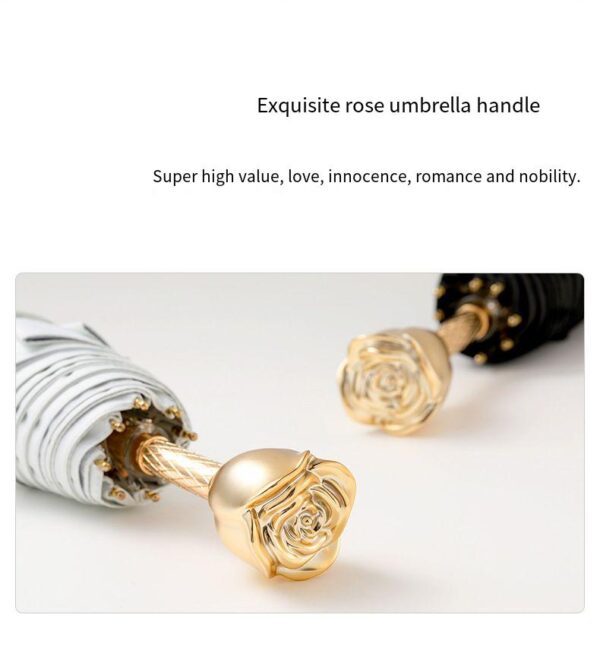 High end luxury Champagne rose compact gift mini bag umbrella for girls rain and shine dual use sunset rose Ti-lite parasol