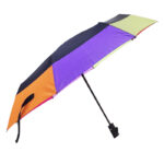 Custom three fold semi-auto anti-thunder fiber parasol compact mini compact rainbow umbrella