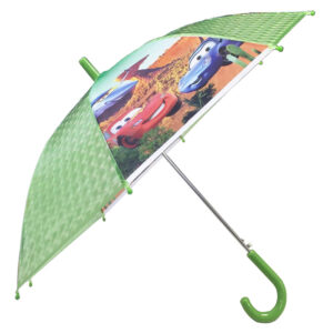 Wholesales manual open stick safe style children environmental protection kids transparent POE diamond cartoon umbrella