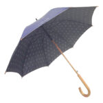 Auto open wood solid navy black color stick golden piping full print chantelle paris advertising umbrella