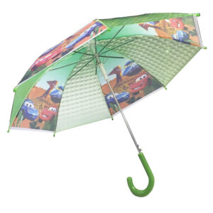 Wholesales manual open stick safe style children environmental protection kids transparent POE diamond cartoon umbrella