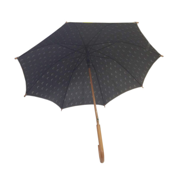 Auto open wood solid navy black color stick golden piping full print chantelle paris advertising umbrella