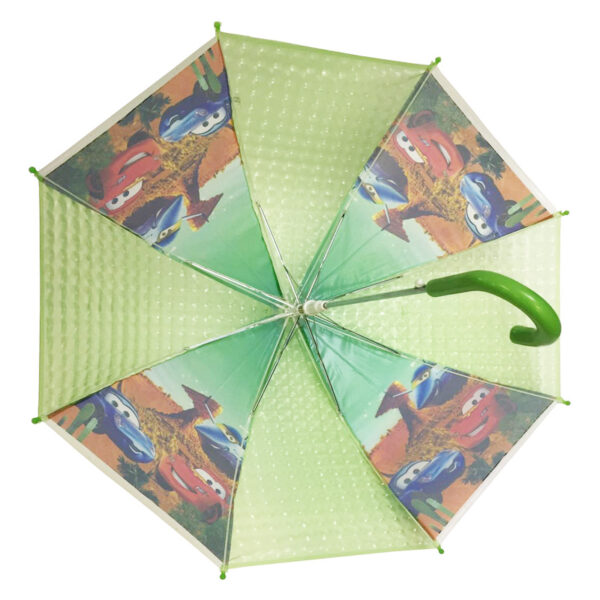 Wholesales manual open stick safe style children environmental protection kids transparent POE diamond cartoon umbrella