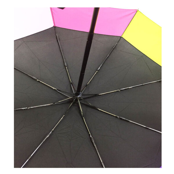 Custom three fold semi-auto anti-thunder fiber parasol compact mini compact rainbow umbrella