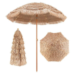 Beach Umbrella with Tilt Design Sun Protection Thatch Umbrella Outdoor Bar imitation straw Patio Hawaiian Hula for Garden Swimming Pool Backyard