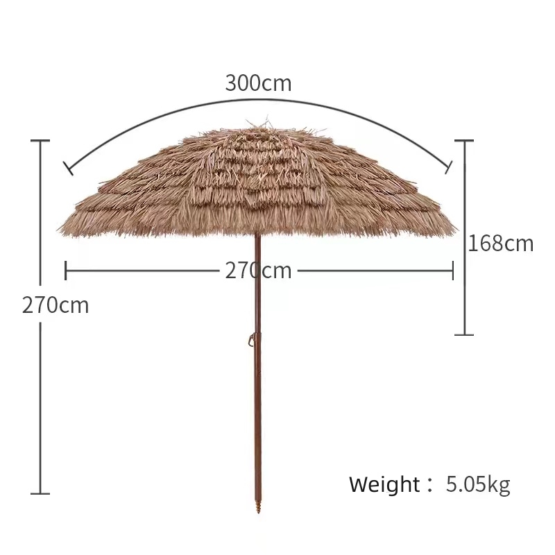 Beach Umbrella with Tilt Design Sun Protection Thatch Umbrella Outdoor Bar imitation straw Patio Hawaiian Hula for Garden Swimming Pool Backyard