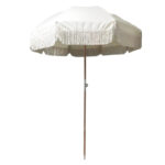 Dia 1.8m Striped Sun Parasol Umbrella Outdoor Garden Beach Umbrella with Fringe Retro Large beech wooden Tassel Pool Patio