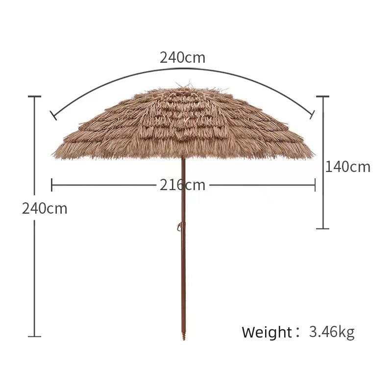 Beach Umbrella with Tilt Design Sun Protection Thatch Umbrella Outdoor Bar imitation straw Patio Hawaiian Hula for Garden Swimming Pool Backyard