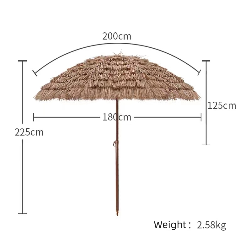 Beach Umbrella with Tilt Design Sun Protection Thatch Umbrella Outdoor Bar imitation straw Patio Hawaiian Hula for Garden Swimming Pool Backyard