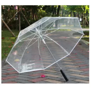Automatic transparent PVC acrylic LED POE umbrellas 7 colour lighting windproof environmental protecting EVA battery parasol