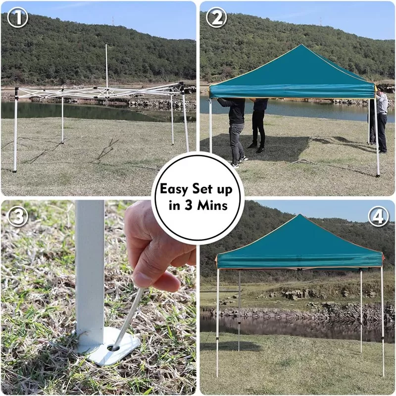 Pop Up Canopy Tent Outdoor Sport Instant Canopy with Heavy Duty Height Adjustble Frame and Roller Bag